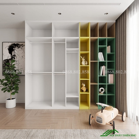Tủ quần áo kết hợp kệ trang trí - QA 92