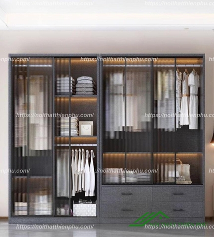 Tủ quần áo kính hiện đại đẹp - QA 113