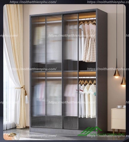 Tủ quần áo kính hiện đại đẹp - QA 113