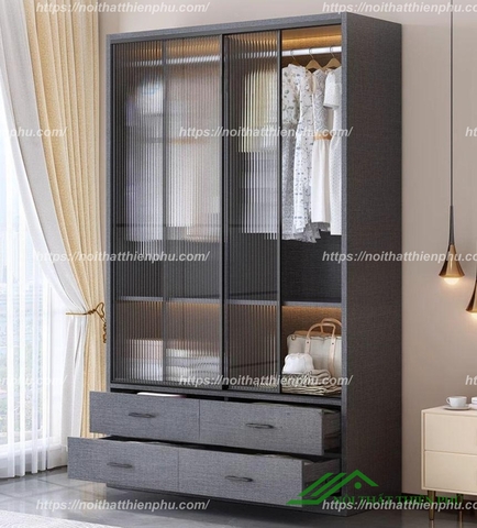 Tủ quần áo kính hiện đại đẹp - QA 113