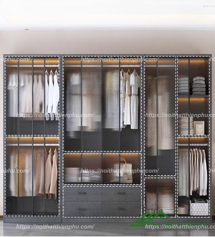 Tủ quần áo kính hiện đại đẹp - QA 113