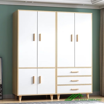Tủ quần áo nhiều cánh mở đẹp gỗ MDF - QA 27