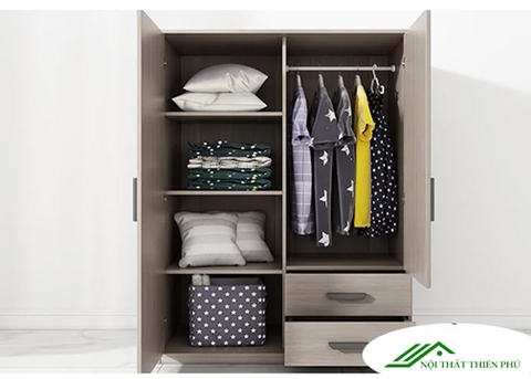 Tủ quần áo 2 cánh gỗ mdf thiết kế nhỏ đẹp - QA 16