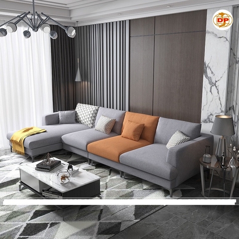 Sofa Góc Chữ L Gỗ Tự Nhiên Bọc Nỉ Giá Rẻ - SF 17