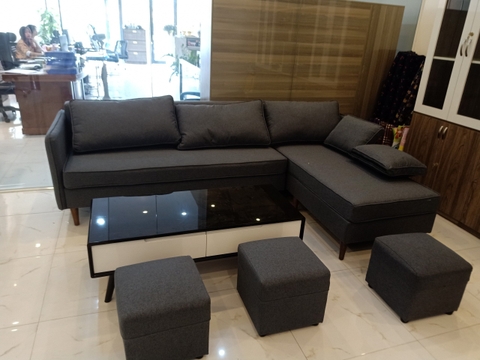 Sofa Góc Gỗ Tự Nhiên Bọc Nỉ Giá Rẻ - SF 15