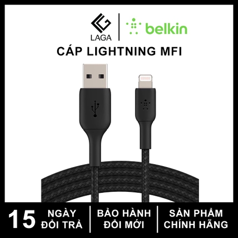 Cáp Sạc Belkin BOOST↑CHARGE™ Lightning MFi 1M - CAA002bt1MBK