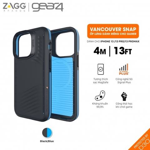 Ốp Lưng Magsafe Gear4 D3O Vancouver Snap 4M iPhone 13 Pro Max / 13 Pro / 13