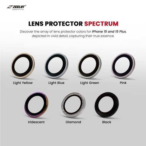 Kính Cường Lực Camera Lens ZEELOT PIshield Titanium Cho iPhone 15 Plus / 15