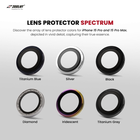 Kính Cường Lực Camera Lens ZEELOT Sapphire PIshield Titanium Cho iPhone 15 Pro Max / 15 Pro