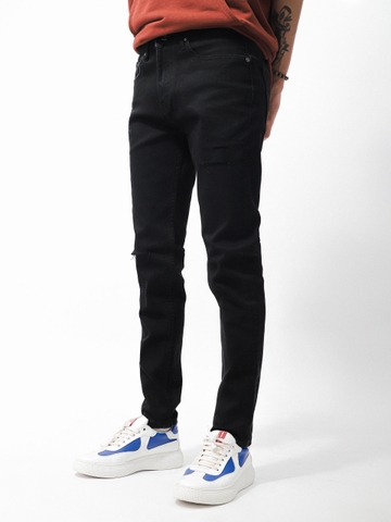 QUẦN JEANS DEFOXX ĐEN WASH CÀO RÁCH