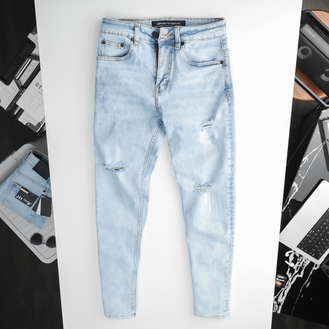 QUẦN JEANS ARMANI XANH NHẠT RÁCH WASH