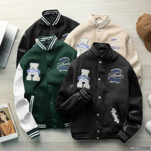ÁO KHOÁC BOMBER VARSITY BTM TAY DA