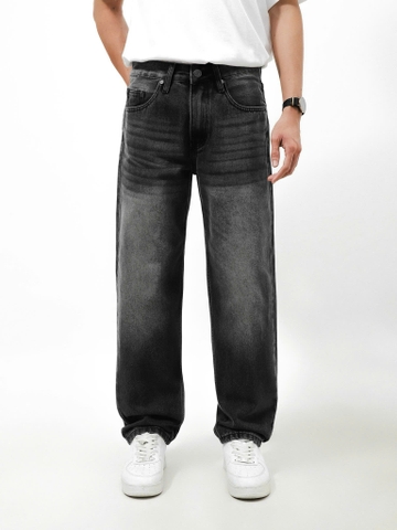 QUẦN JEANS LEMBOX RELAXED-FIT XÁM ĐEN WASH
