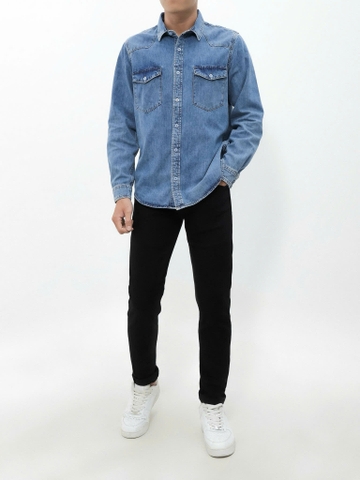 ÁO SƠ MI DENIM DEFOXX TÚI NGỰC
