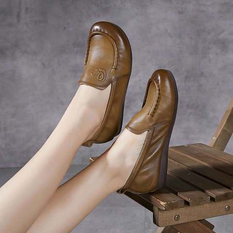 GIÀY DA BÒ HANDMADE ĐẾ CAO SU G37 ( TẶNG VÒNG RETRO)