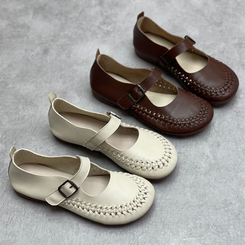 GIÀY DA BÒ HANDMADE ĐẾ CAO SU G02 ( TẶNG VÒNG RETRO)