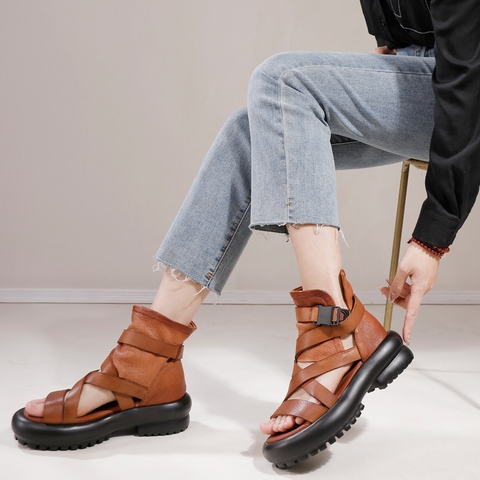 GIÀY DA BÒ HANDMADE ĐẾ CAO SU G39 ( TẶNG VÒNG RETRO)