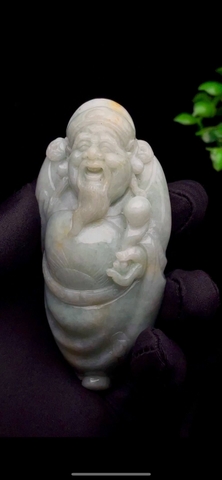 NT1204 Ngọc bội Thần Tài ngọc phỉ thuý tự  nhiên (jadeite A)