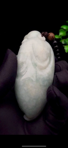 NT1204 Ngọc bội Thần Tài ngọc phỉ thuý tự  nhiên (jadeite A)