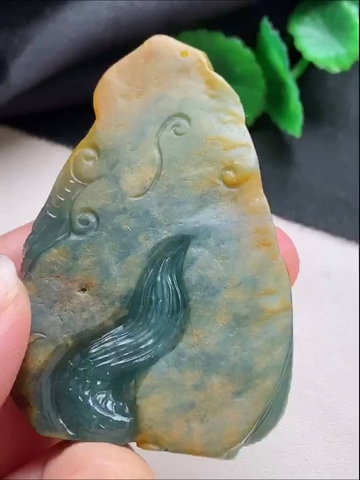 Mặt rồng nguyên thạch chạm ngọc phỉ thuý tự nhiên ( Jadeite A) NT1216