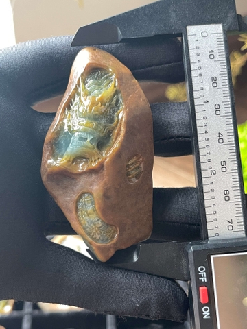 NT1224 Mặt rồng nguyên thạch chạm ngọc phỉ thuý tự nhiên ( Jadeite A)