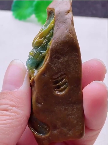 NT1224 Mặt rồng nguyên thạch chạm ngọc phỉ thuý tự nhiên ( Jadeite A)