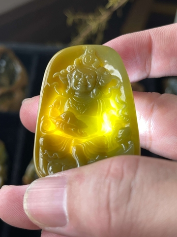 NT1229 Mặt Hoàng Thần Tài ngọc phỉ thuý tự nhiên ( Jadeite A)