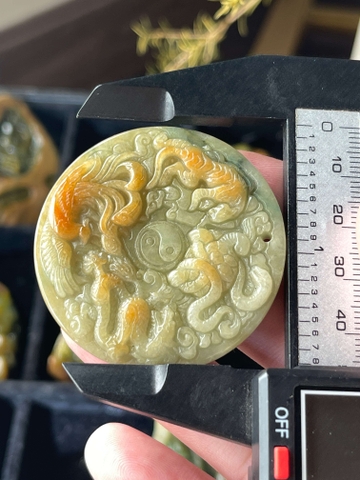 NT1234 Ngọc bội tứ linh hoàng phỉ ngọc phỉ thuý tự nhiên ( Jadeite A)