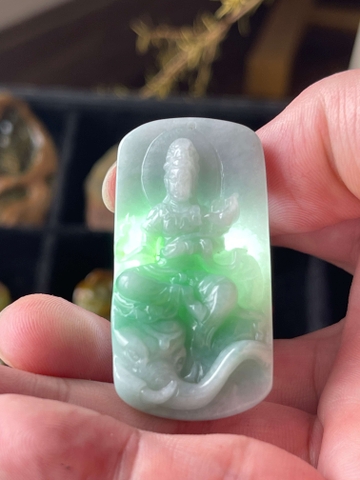 NT1236 Mặt dây Phổ Hiền Bồ Tát ngọc phỉ thuý tự nhiên ( Jadeite A)