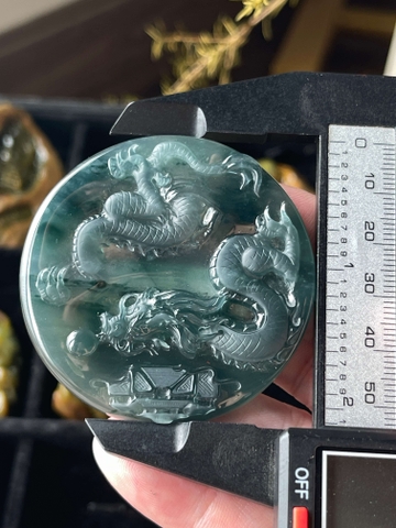 NT1242 Mặt rồng xanh ngọc phỉ thuý tự nhiên ( Jadeite A)