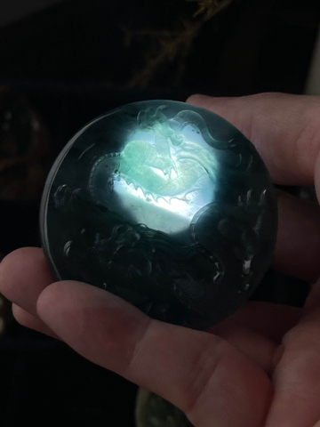 NT1242 Mặt rồng xanh ngọc phỉ thuý tự nhiên ( Jadeite A)