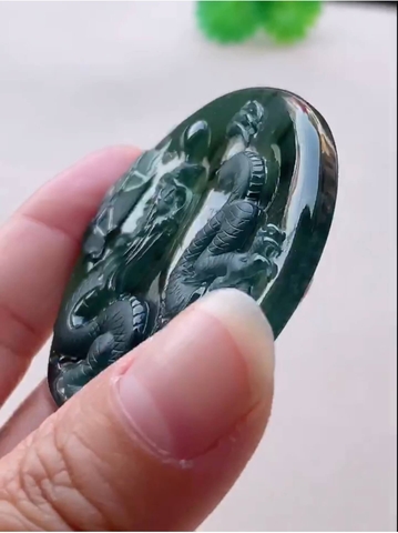 NT1242 Mặt rồng xanh ngọc phỉ thuý tự nhiên ( Jadeite A)