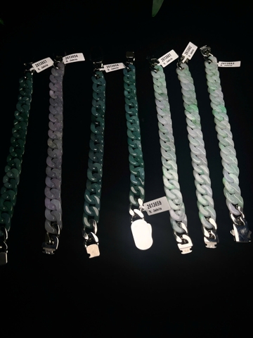 NT1418 Lắc tay ngọc phỉ thuý tự nhiên nguyên khối( JADEITE A)