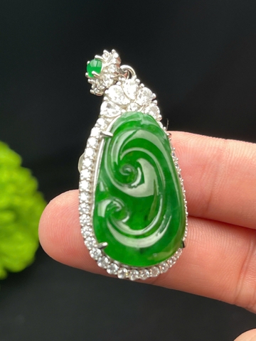 NT1294 Mặt dây NHƯ Ý ngọc phỉ thuý  lục đế vương tự nhiên(Jadeite A)