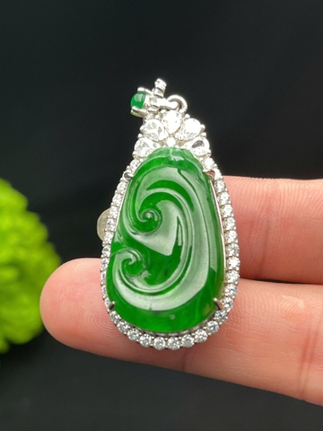 NT1294 Mặt dây NHƯ Ý ngọc phỉ thuý  lục đế vương tự nhiên(Jadeite A)