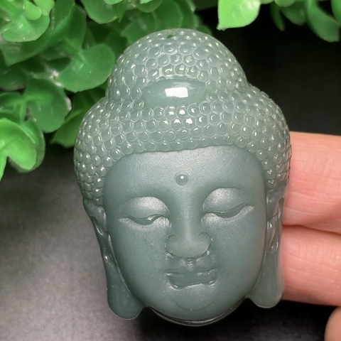 MẶT DÂY ĐEO NGỌC PHẬT A DI ĐÀ PHỈ THÚY XANH HP -nt0043