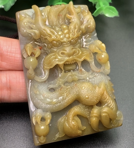 MẶT DÂY ĐEO VỌNG TỬ THÀNH LONG HOÀNG TI CHỦNGngọc phỉ thúy tự nhiên (Jadeite A) -nt0123