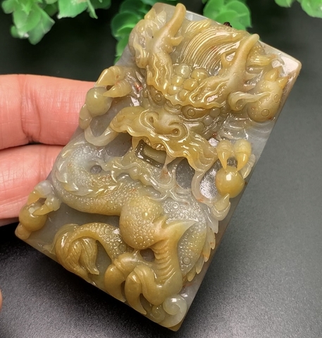 MẶT DÂY ĐEO VỌNG TỬ THÀNH LONG HOÀNG TI CHỦNGngọc phỉ thúy tự nhiên (Jadeite A) -nt0123