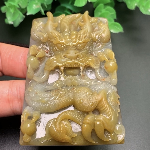 MẶT DÂY ĐEO VỌNG TỬ THÀNH LONG HOÀNG TI CHỦNGngọc phỉ thúy tự nhiên (Jadeite A) -nt0123