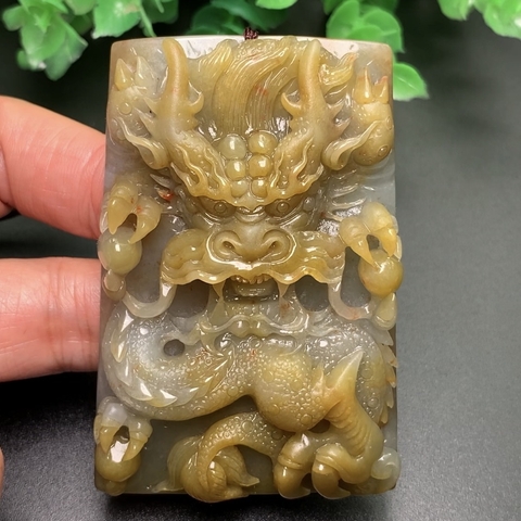 MẶT DÂY ĐEO VỌNG TỬ THÀNH LONG HOÀNG TI CHỦNGngọc phỉ thúy tự nhiên (Jadeite A) -nt0123