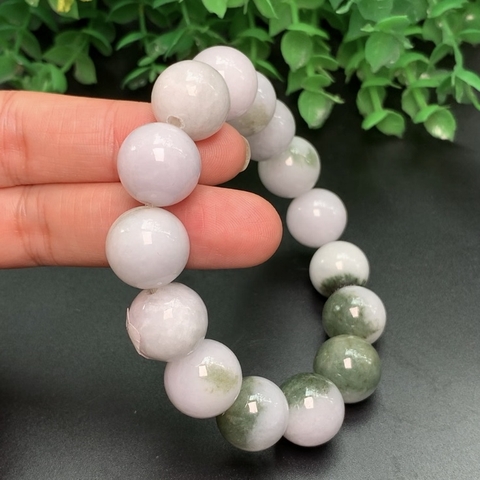 VÒNG HẠT NGỌC PHỈ THÚY ĐÔI HẠT 2 MÀU 17mm HP -nt253