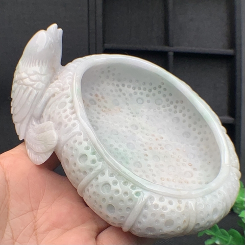 GẠT TÀN bạch ngọc phỉ thúy tự nhiên (Jadeite A) -NT576