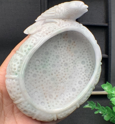 GẠT TÀN bạch ngọc phỉ thúy tự nhiên (Jadeite A) -NT576