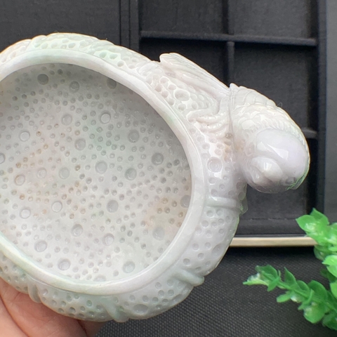 GẠT TÀN bạch ngọc phỉ thúy tự nhiên (Jadeite A) -NT576