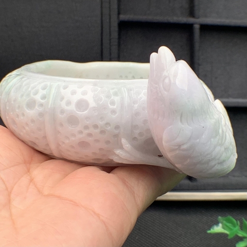 GẠT TÀN bạch ngọc phỉ thúy tự nhiên (Jadeite A) -NT576
