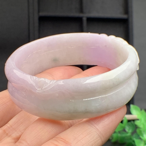 VÒNG TAY ni52 NGỌC VÂN TÍM  ngọc phỉ thúy tự nhiên (Jadeite A) -NT598