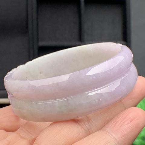 VÒNG TAY ni52 NGỌC VÂN TÍM  ngọc phỉ thúy tự nhiên (Jadeite A) -NT598