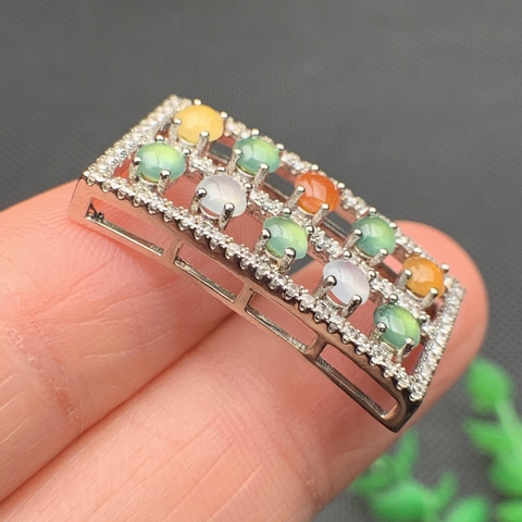 MẶT dây đa sắc ngọc phỉ thúy tự nhiên (Jadeite A) -NT612