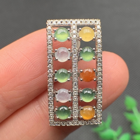 MẶT dây đa sắc ngọc phỉ thúy tự nhiên (Jadeite A) -NT612