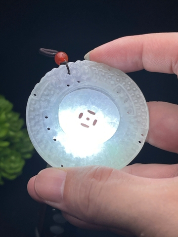 NT1257 Đồng điếu chuyển vận phát tài bạch ngọc lên băng ( JADEITE A )